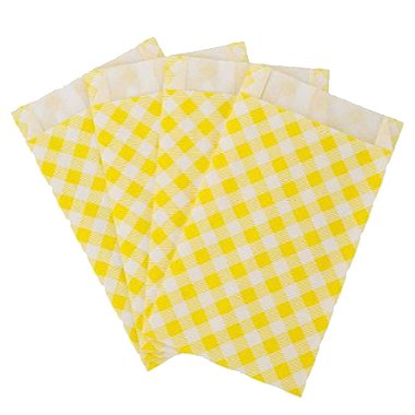 Saco de Papel Xadrez Junino 14x8cm Amarelo - 50 Un