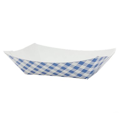 Bandeja de Papel Dobrável Xadrez Junina 14,5cm Azul - 10 Un