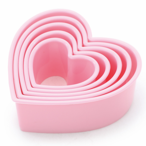 Cortador Modelador Plástico Biscoito Coração - Jogo com 5 Un - Cromus Allonsy