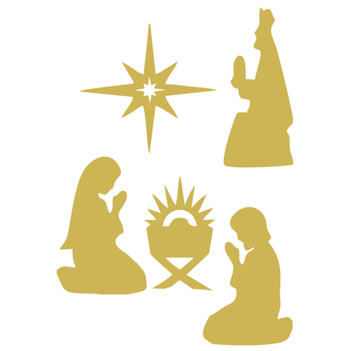 Aplique Decorativo Presépio de Natal Dourado G - 5 Un