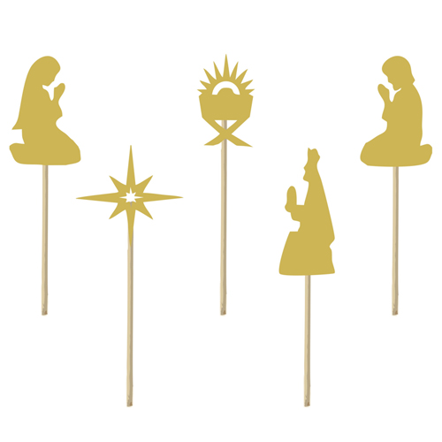 Palito Decorativo Presépio de Natal Dourado M - 5 Un
