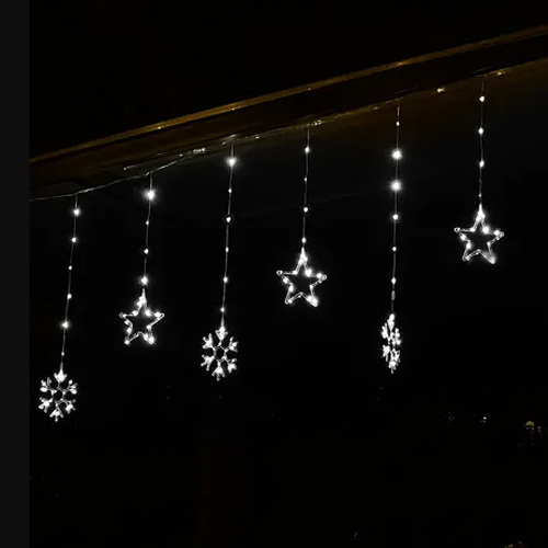 Cascata de Led com 130 Leds Flocos de Neve 3,00 Metros Branco Frio - Bivolt