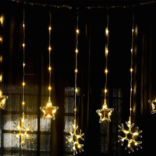 Cascata de Led com 130 Leds Flocos de Neve 3,00 Metros Branco Quente - Bivolt