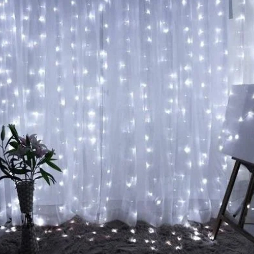 Cortina de Led 400 Lâmpadas 8 Funções 4x3 Metros Branco Frio - 220 Volts