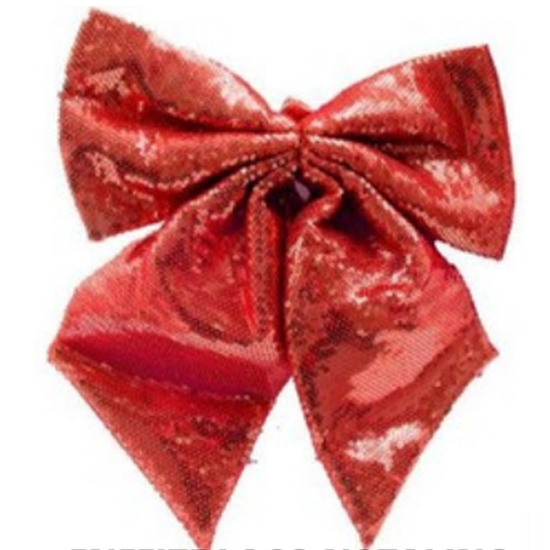 Enfeite Laço Natalino 30x25cm Metálico Vermelho - 1 Un