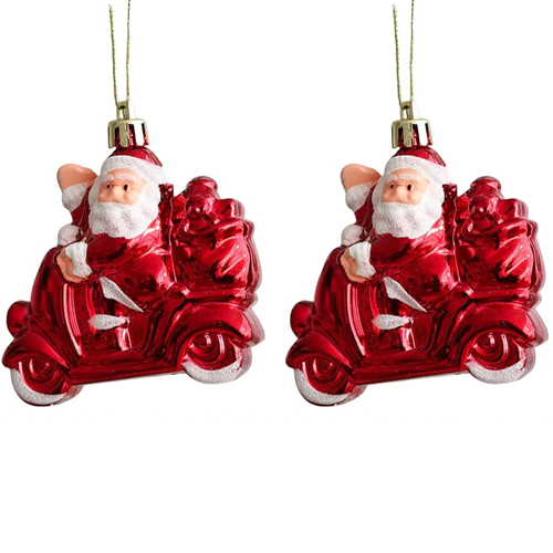 Enfeite Papai Noel Natalino na Moto 12x7cm - 1 Un