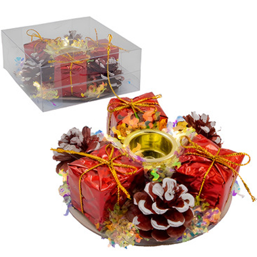 Enfeite Porta Vela Candelabro Natalino 10cm - 1 Un