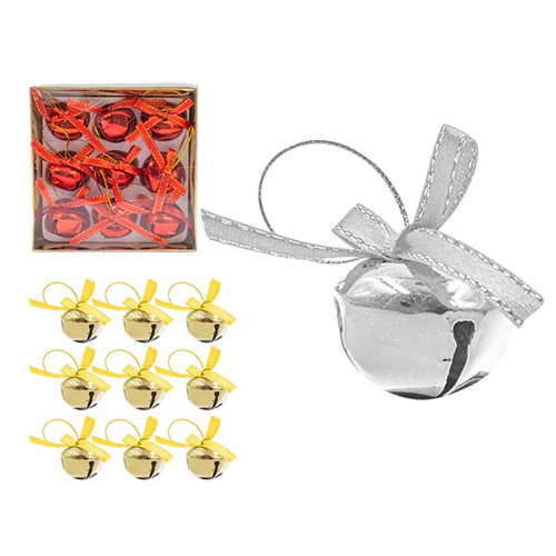 Enfeites Natalino Guizo de Metal 3cm Cores Variadas - Kit com 9 Peças