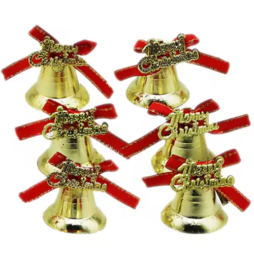 Enfeites Natalino Sino com Laço 3cm - Kit com 12 Peças