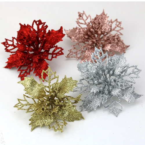 Flor Decorativa em Tecido com Glitter Picks 18x12cm Cores Variadas - 1 Un