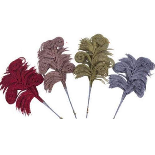 Folha Decorativa em Plástico com Glitter Cores Diversas 38cm - 1 Un