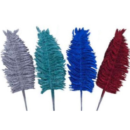 Folha Decorativa em Plástico com Glitter Cores Diversas 45cm - 1 Un