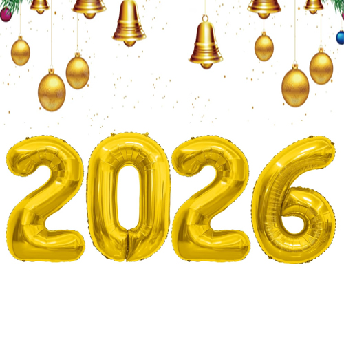 Kit Balão Metalizado 2026 Dourado 32" 90cm