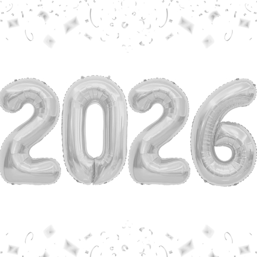 Kit Balão Metalizado 2026 Prata 32" 90cm