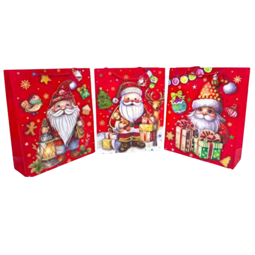 Sacola de Papel Natalina 32x26cm Papai Noel Modelos Variados - 1 Un