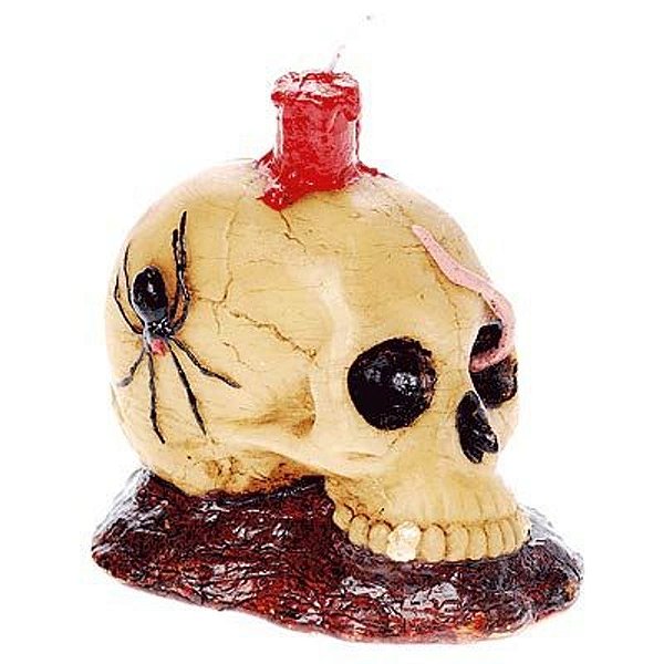 Vela Halloween Crânio com Aranha