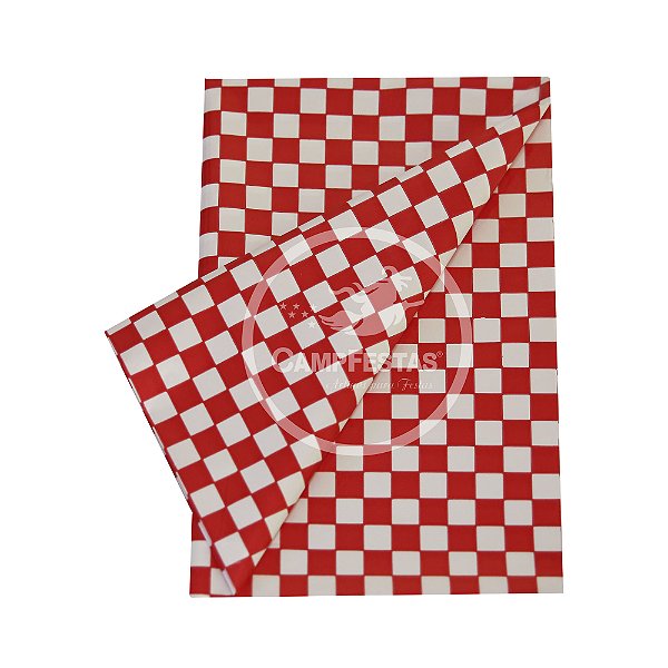Toalha Plástica Perolada 78x78cm Xadrez Vermelho - 10 Un