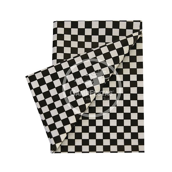 Toalha Plástica Perolada 78x78cm Xadrez Preto - 10 Un