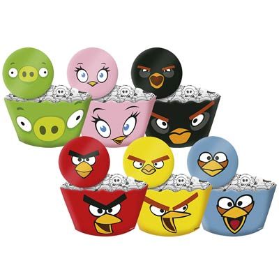 Forma para Cupcake e Enfeite Angry Birds Game - 12 Un