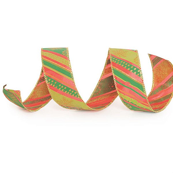 Fita com Listras Vermelho e Verde 3,8 cm x 9,14 mts (Fitas Natalinas) - 3 Un