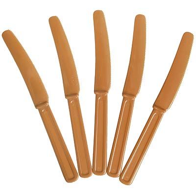 Faca Plástica Para Refeição Happy Line Dourado - 10 Un