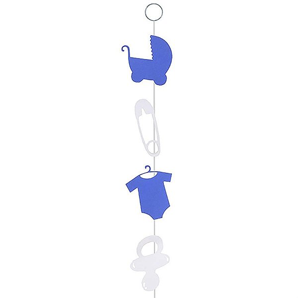 Móbile Artesanal Chá de Bebê Azul 80cm