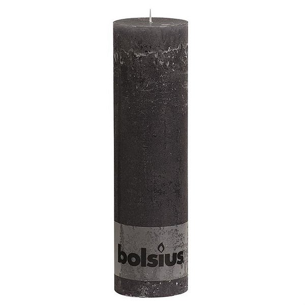 Vela Pilar Rústico Cinza 25X68 cm (Velas Bolsius) - 6 Un