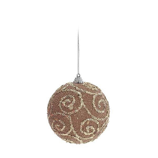 Bola com Arabesco e Glitter Nude 8 cm (Bolas) - 6 Peças