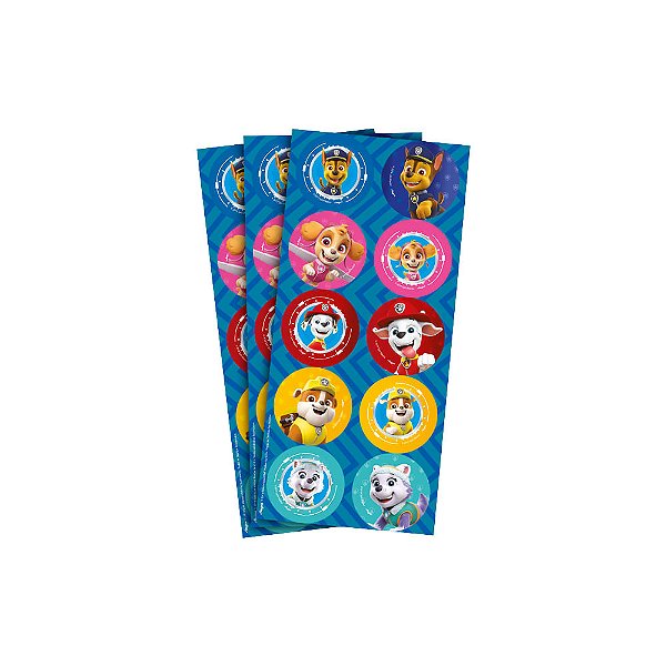Adesivo Decorativo Redondo Patrulha Canina - 03 Cartelas