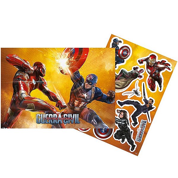 Kit Decorativo Cartonado Capitão América Guerra Civil