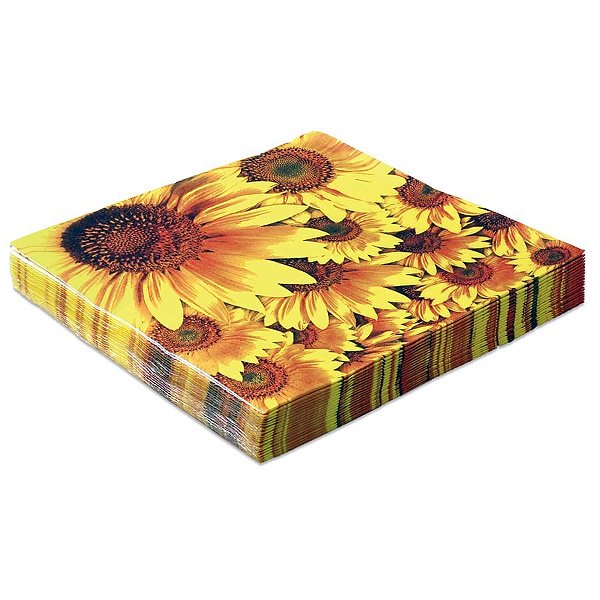 Guardanapo Estampado 32cm Girassol Amarelo - 20 Un