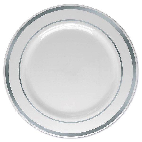 Prato Sobremesa Borda Prata 19cm - 06 Un