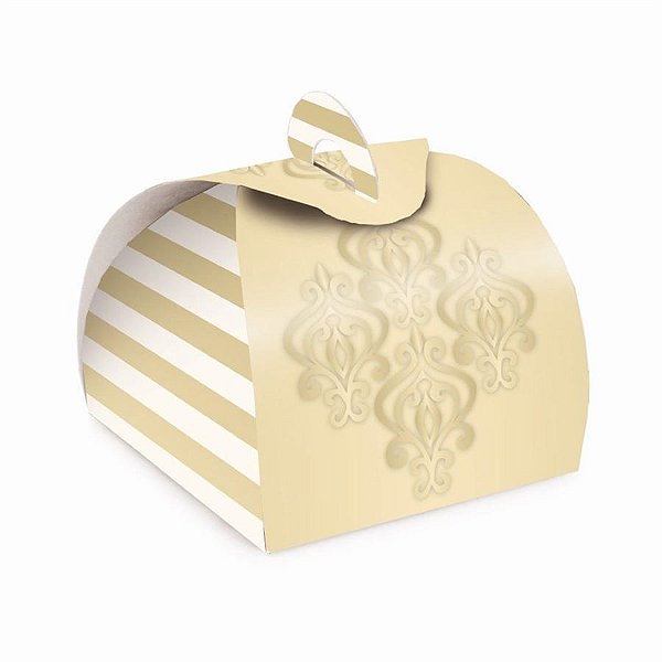 Caixa Bem Casado Valise Adamascado Marfim Ou 6,5x6,5x5,5 - 24 Un