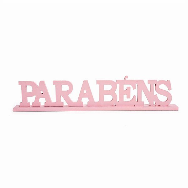 Letras Decorativas de Madeira Parabéns Rosa