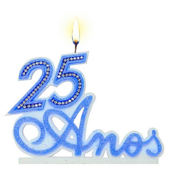 Vela Alchester Strass Azul - 25 Anos