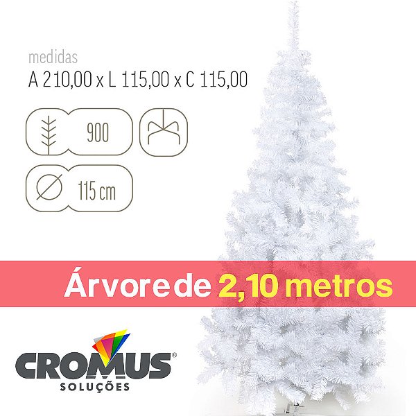 Árvore de Natal Portobelo Branco Base Plástica 210cm com 900 Hastes