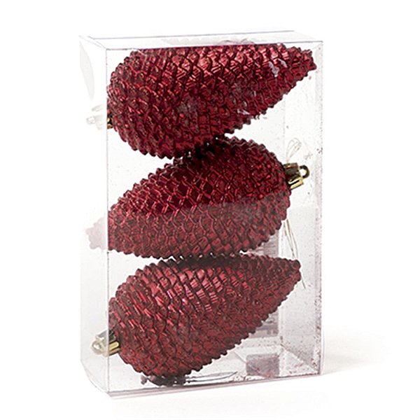 Enfeites para Pendurar - Pinha (12x6cm) Vermelho 03 Un