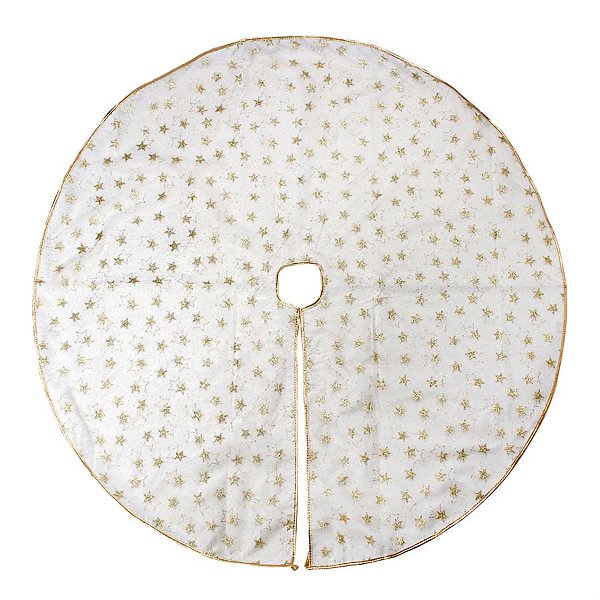 Saia Estrelas Branco e Ouro 100cm (Saias e Acessórios)