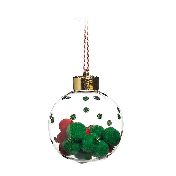 Natal Pet - Bola Mini Bolas Dentro Verde Bandeira e Vermelho 8cm - 6 Peças