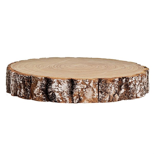 Disco de Madeira Nevado Marrom e Branco 5X30cm (Chalé)