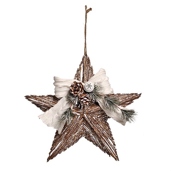 Estrela Laço Tricot com Pinha Marrom