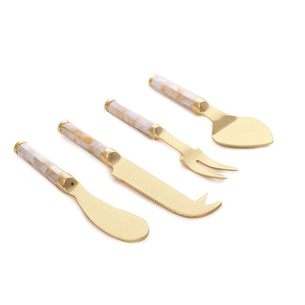 Facas para Queijo Cabo Madreperola Ouro (Talheres) - 4 Peças