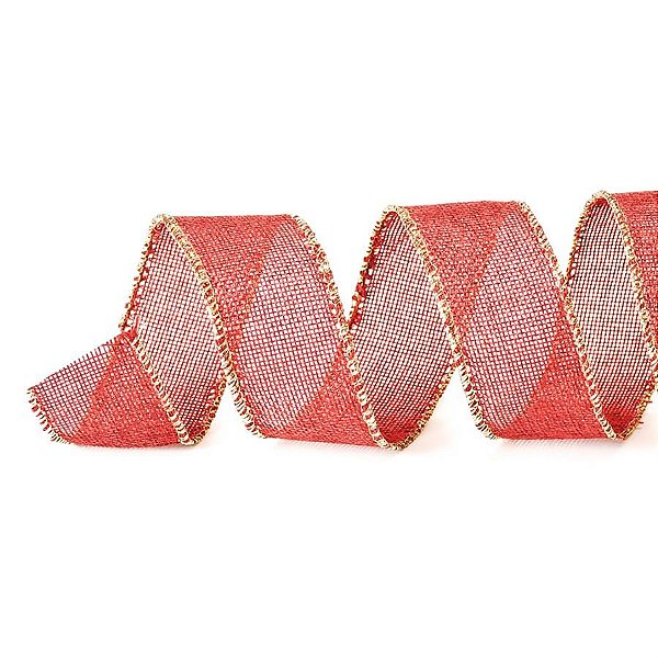 Fita de Natal Vinho e Ouro 3,8cm - 1 Un