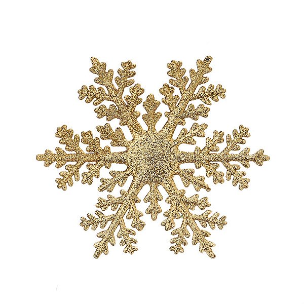 Floco de Neve para Pendurar Ouro 15cm - 6 Un