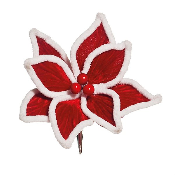 Flor Decorativa em Veludo Vermelho 15 cm