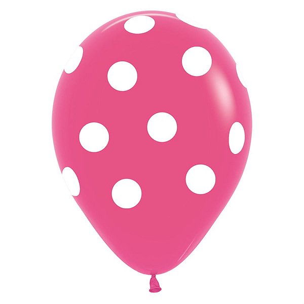 Balão Látex Impressão 360 Fashion Fucsia com Bola Branco 12" / 30cm - 12 Un