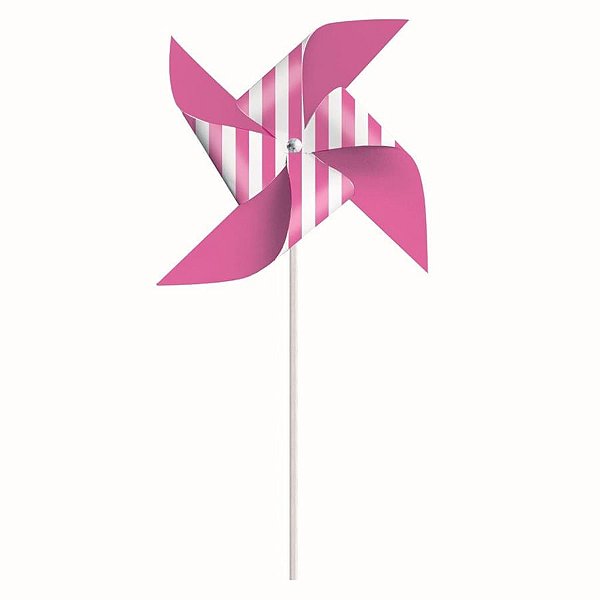 Catavento Liso com Listras Pink Médio - Jogo com 8 Peças
