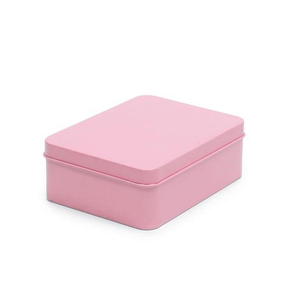 Latinha de Metal Retangular Rosa 12,3x9,2x4cm