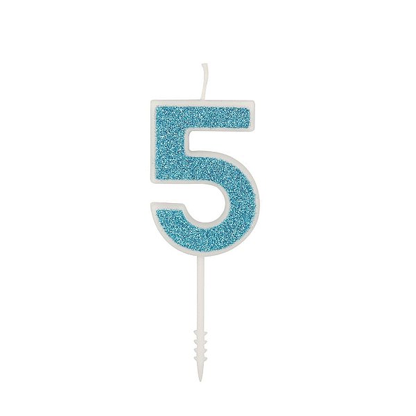 Vela n° 5 Puro Glitter Azul