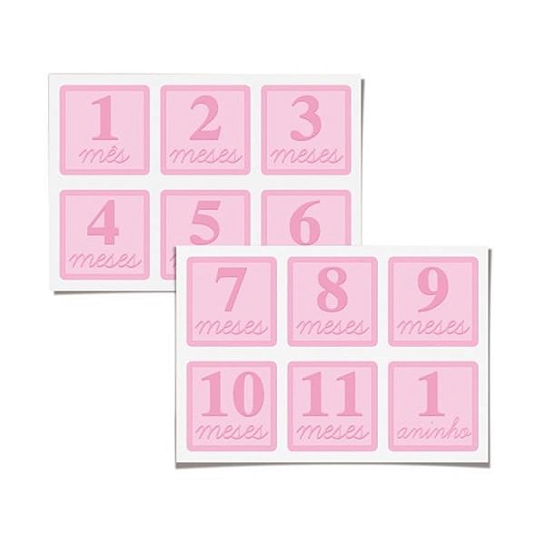Cartela Adesiva Mês de Aniversário Rosa - 1 Unidade
